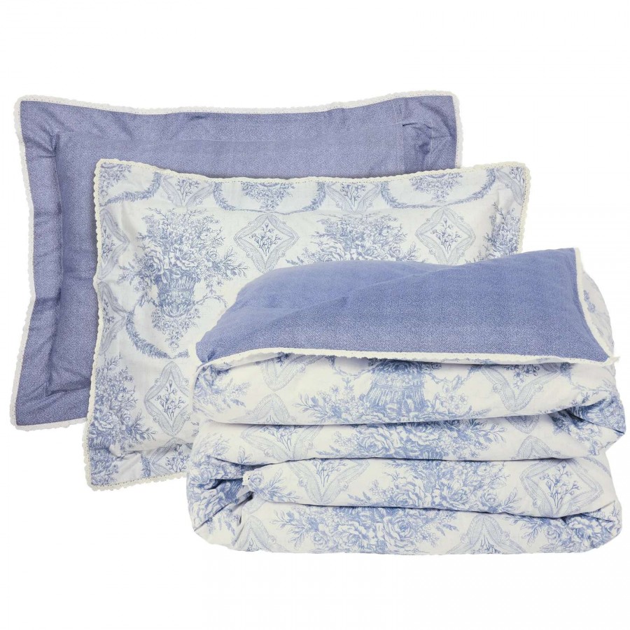 DAS HOME ΚΟΥΒΕΡΛΙ KING PRESTIGE 1696 BLUE, ECRU