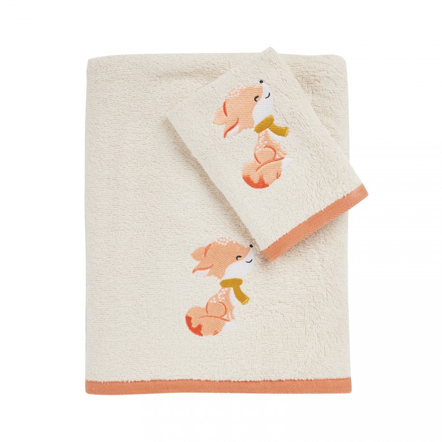 4978 Σετ Πετσέτες 2Τμχ Κεντητές Baby Fun  Ivory/Teracotta  Das Home
