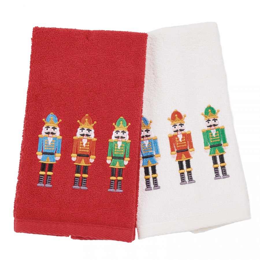 0810 Christmas Ποτηρόπανα Σετ 2Τμχ   Red/White 30X50 Das Home