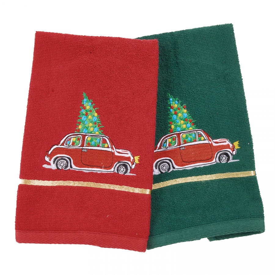 0812 Christmas Ποτηρόπανα Σετ 2Τμχ   Red/Green 30X50 Das Home