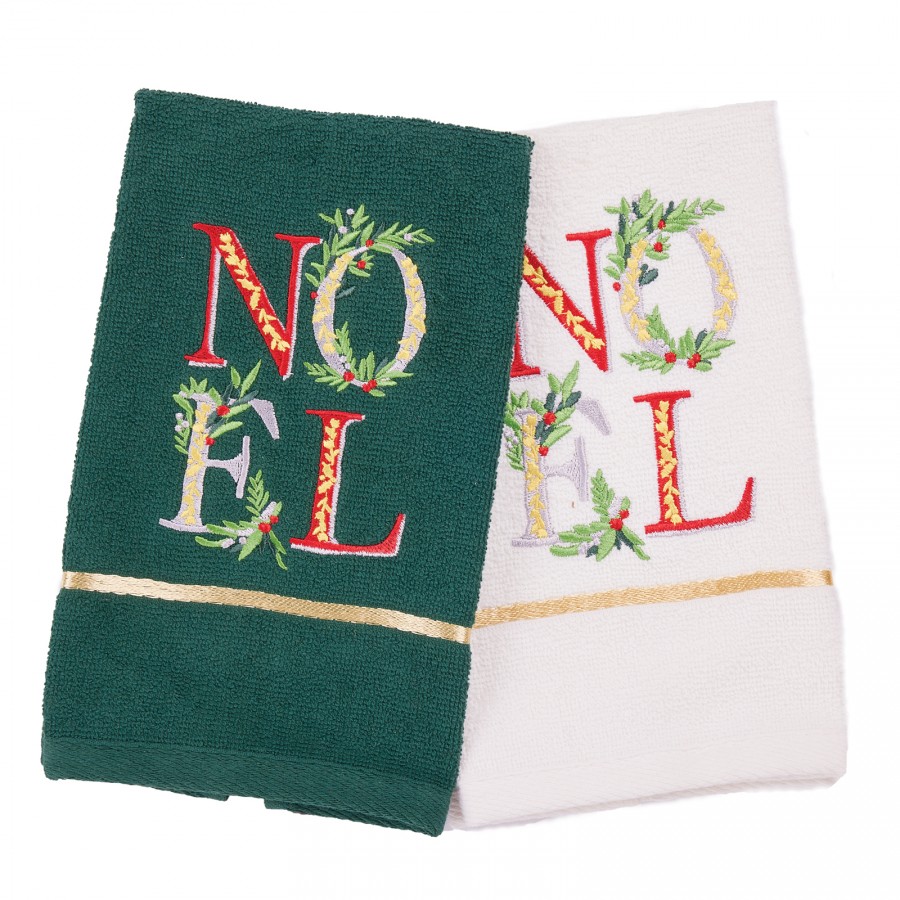 0814 Christmas Ποτηρόπανα Σετ 2Τμχ   Green/White 30X50 Das Home