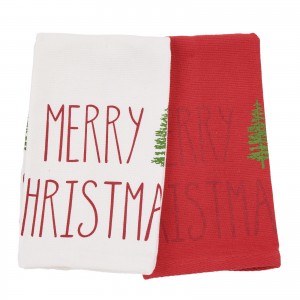 0816 Christmas Ποτηρόπανα Σετ 2Τμχ   White/Red 30X50 Das Home