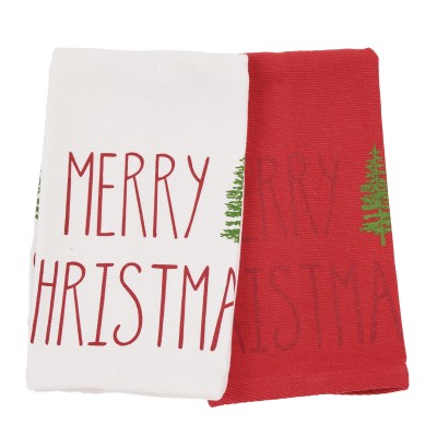 0816 Christmas Ποτηρόπανα Σετ 2Τμχ   White/Red 30X50 Das Home