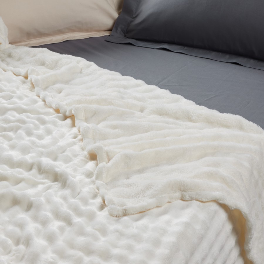 1369 Κουβέρτα Fleece Μονή  Ivory 160X220 Das Home