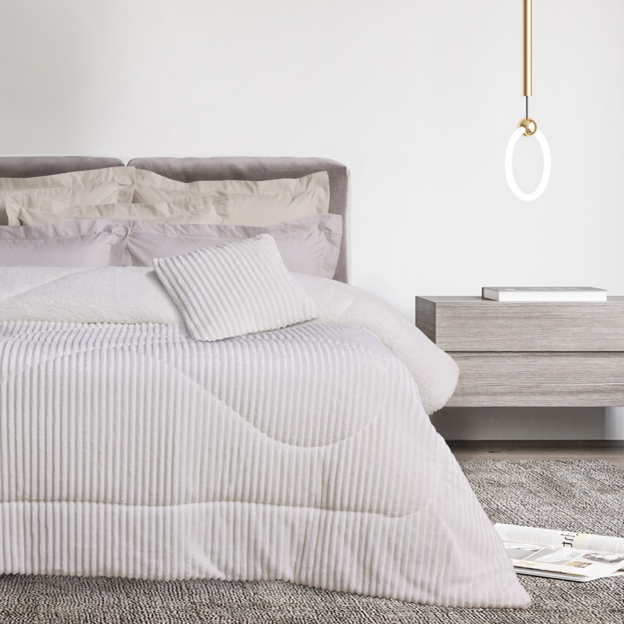 1364 Κουβερτοπάπλωμα Sherpa Μονό  White 160X220 Das Home