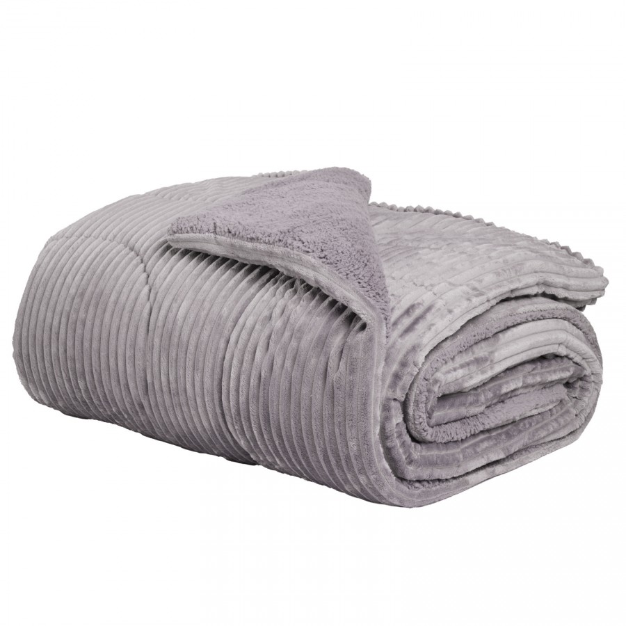 1365 Κουβερτοπάπλωμα Sherpa Μονό  Grey 160X220 Das Home