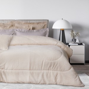 1366 Κουβερτοπάπλωμα Sherpa Μονό  Ecru 160X220 Das Home