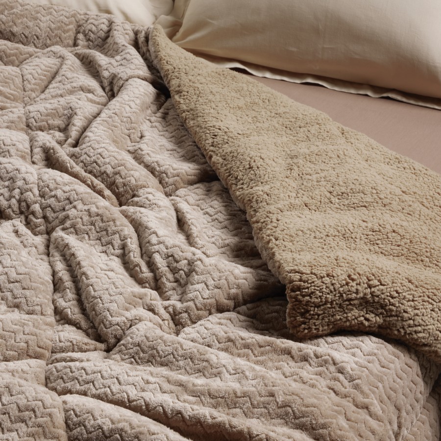 1367 Κουβερτοπάπλωμα Sherpa Μονό  Taupe 160X220 Das Home
