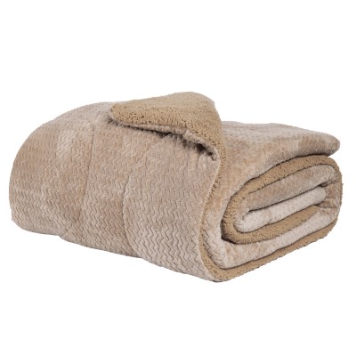 1367 Κουβερτοπάπλωμα Sherpa Μονό  Taupe 160X220 Das Home