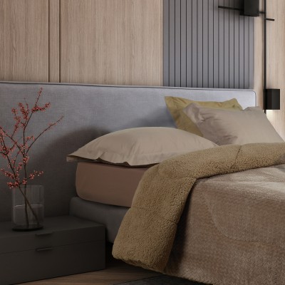 1367 Κουβερτοπάπλωμα Sherpa Μονό  Taupe 160X220 Das Home