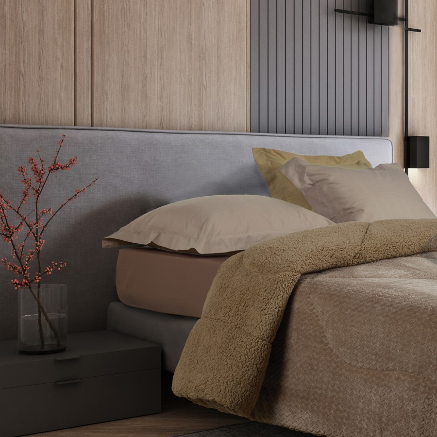 1367 Κουβερτοπάπλωμα Sherpa Μονό  Taupe 160X220 Das Home
