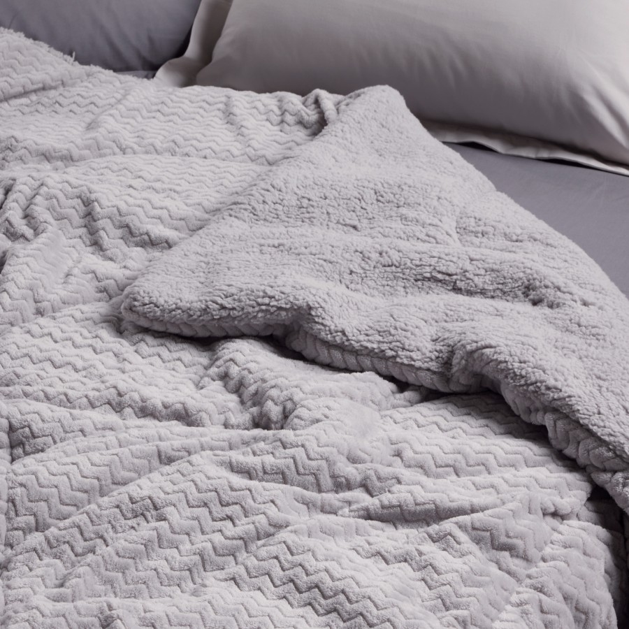 1368 Κουβερτοπάπλωμα Sherpa Υπέρδιπλο  Grey 220X240 Das Home