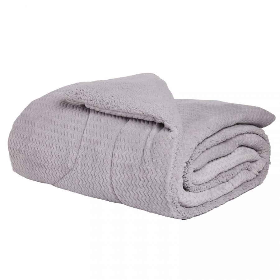 1368 Κουβερτοπάπλωμα Sherpa Υπέρδιπλο  Grey 220X240 Das Home