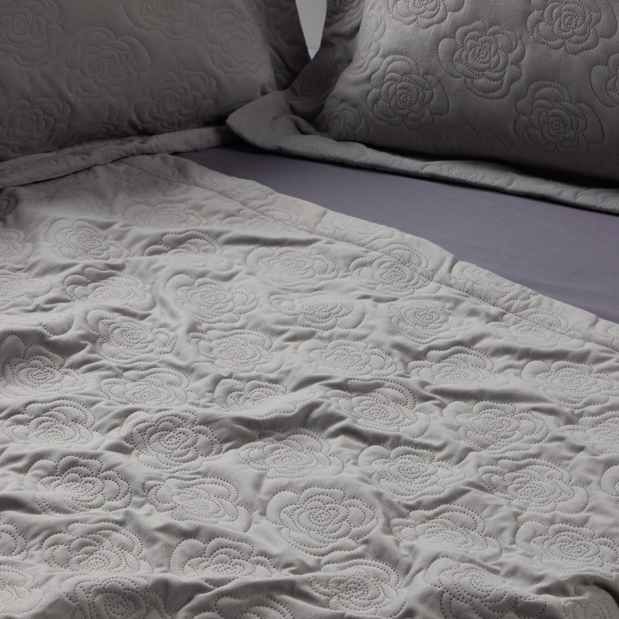 0287 Κουβερτόριο Happy King Size Grey 240X250 Das Home