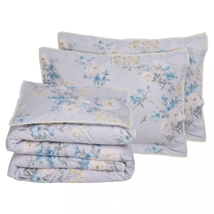 1710 Παπλωματοθήκη Σετ Υπέρδιπλη Prestige  Lilac/Grey 220X240 Das Home