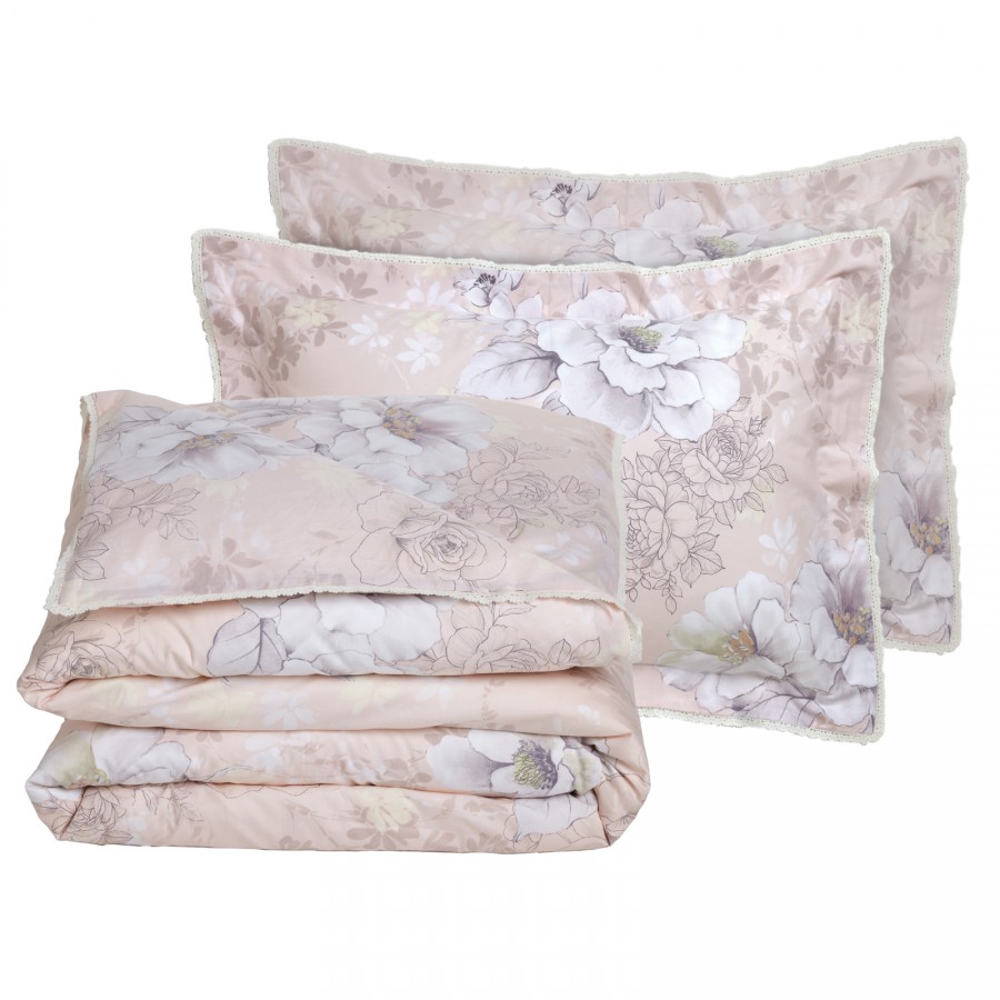 1711 Παπλωματοθήκη Σετ Υπέρδιπλη Prestige  Pink/Grey 220X240 Das Home