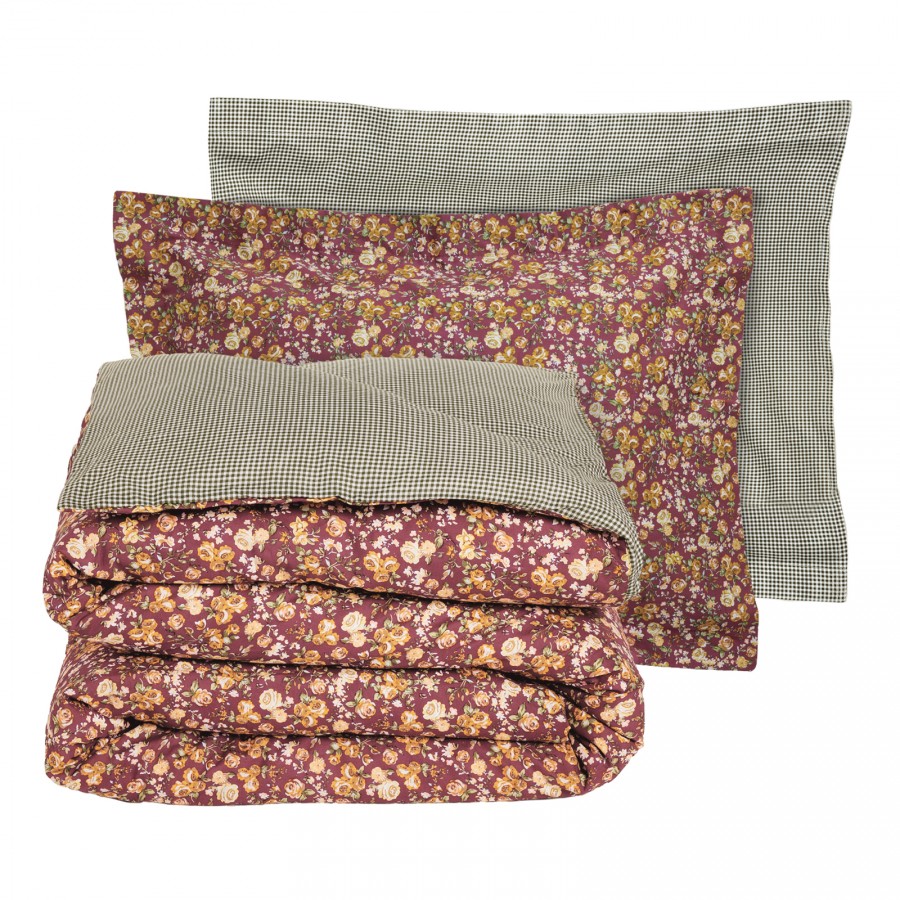 9683 Σετ Παπλωματοθήκη Μονή Happy  Bordeaux/Green 160X240 Das Home