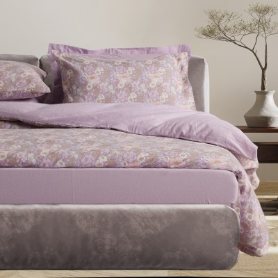 9682 Σετ Παπλωματοθήκη Υπέρδιπλη Happy Flannel  Lilac/Grey 220X240 Das Home