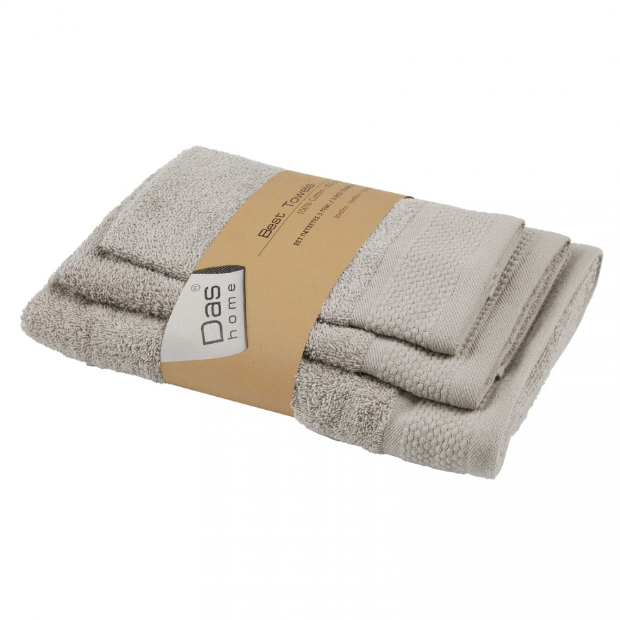 0834 Σετ Πετσέτες 3Τμχ Best  Grey  Das Home