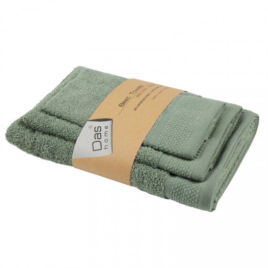 0836 Σετ Πετσέτες 3Τμχ Best  Green  Das Home