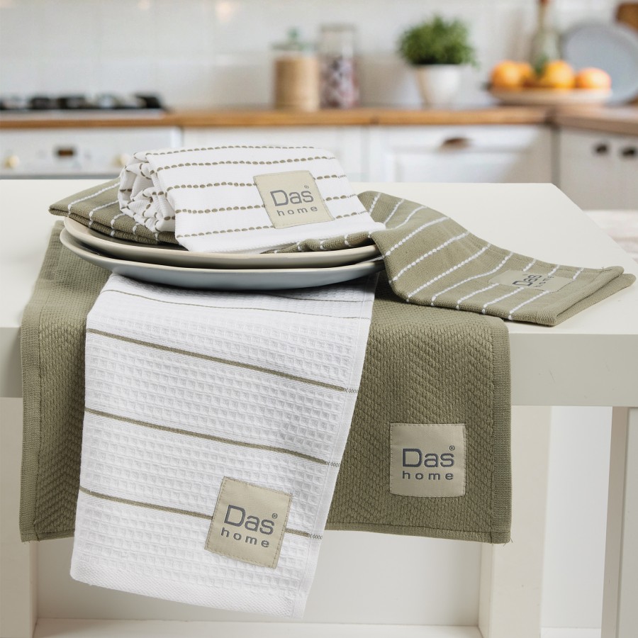 0822 Σετ Ποτηρόπανα 2Τμχ  Green/White 30X50 Das Home