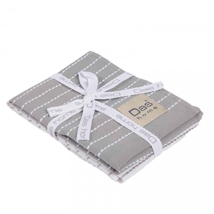 0824 Σετ Ποτηρόπανα 2Τμχ  Grey/White 30X50 Das Home
