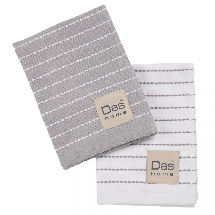 0824 Σετ Ποτηρόπανα 2Τμχ  Grey/White 30X50 Das Home