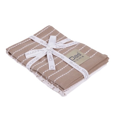 0825 Σετ Ποτηρόπανα 2Τμχ  Taupe/White 30X50 Das Home
