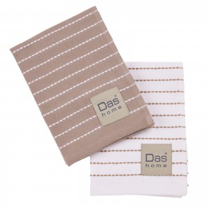 0825 Σετ Ποτηρόπανα 2Τμχ  Taupe/White 30X50 Das Home
