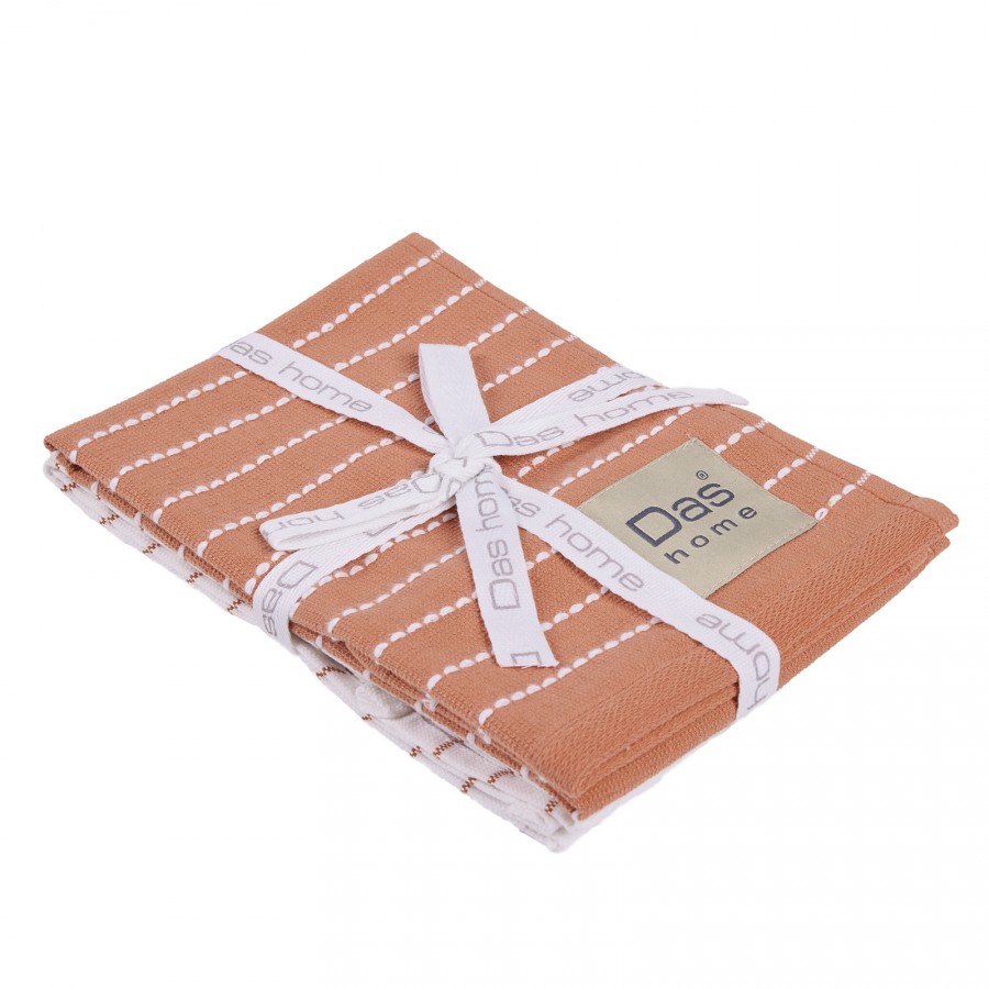 0826 Σετ Ποτηρόπανα 2Τμχ  Teracotta/White 30X50 Das Home