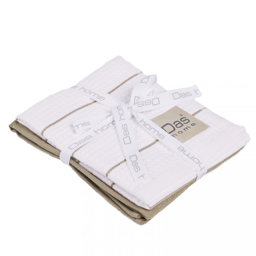 0827 Σετ Ποτηρόπανα 2Τμχ  White/Green 30X50 Das Home