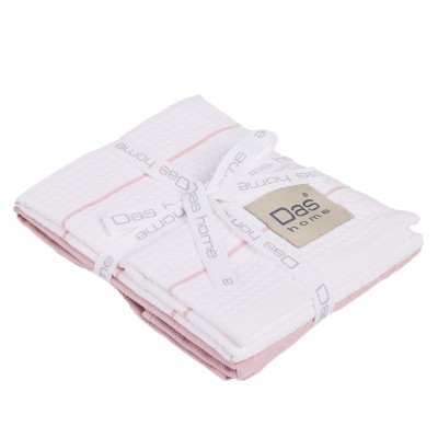 0828 Σετ Ποτηρόπανα 2Τμχ  White/Pink 30X50 Das Home