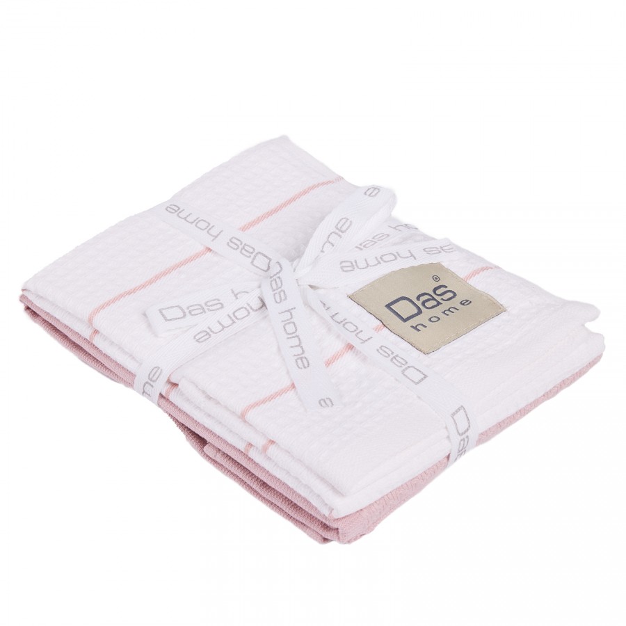 0828 Σετ Ποτηρόπανα 2Τμχ  White/Pink 30X50 Das Home
