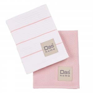 0828 Σετ Ποτηρόπανα 2Τμχ  White/Pink 30X50 Das Home