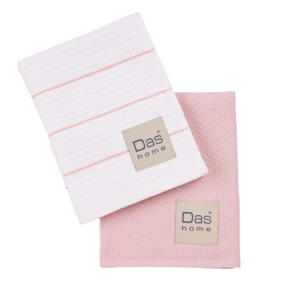 0828 Σετ Ποτηρόπανα 2Τμχ  White/Pink 30X50 Das Home