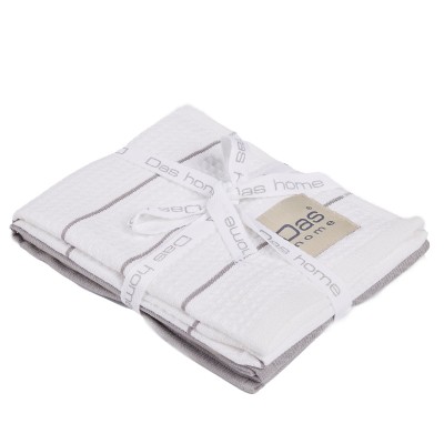 0829 Σετ Ποτηρόπανα 2Τμχ  White/Grey 30X50 Das Home