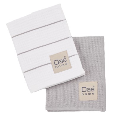0829 Σετ Ποτηρόπανα 2Τμχ  White/Grey 30X50 Das Home