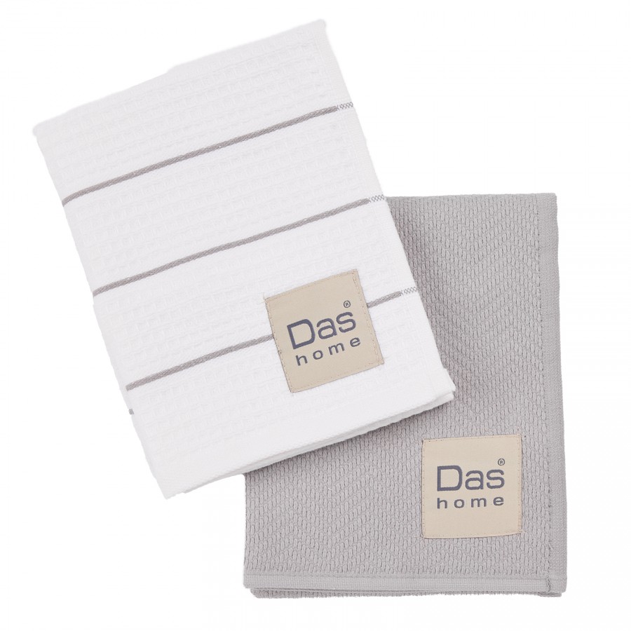 0829 Σετ Ποτηρόπανα 2Τμχ  White/Grey 30X50 Das Home