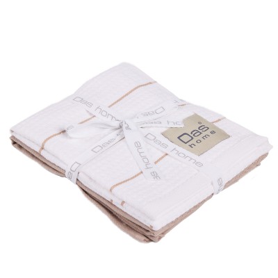0830 Σετ Ποτηρόπανα 2Τμχ  White/Taupe 30X50 Das Home
