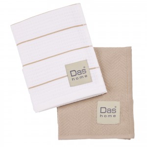 0830 Σετ Ποτηρόπανα 2Τμχ  White/Taupe 30X50 Das Home