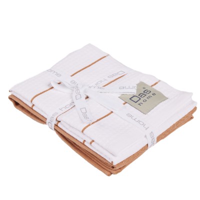 0831 Σετ Ποτηρόπανα 2Τμχ  White/Teracotta 30X50 Das Home
