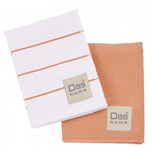 0831 Σετ Ποτηρόπανα 2Τμχ  White/Teracotta 30X50 Das Home