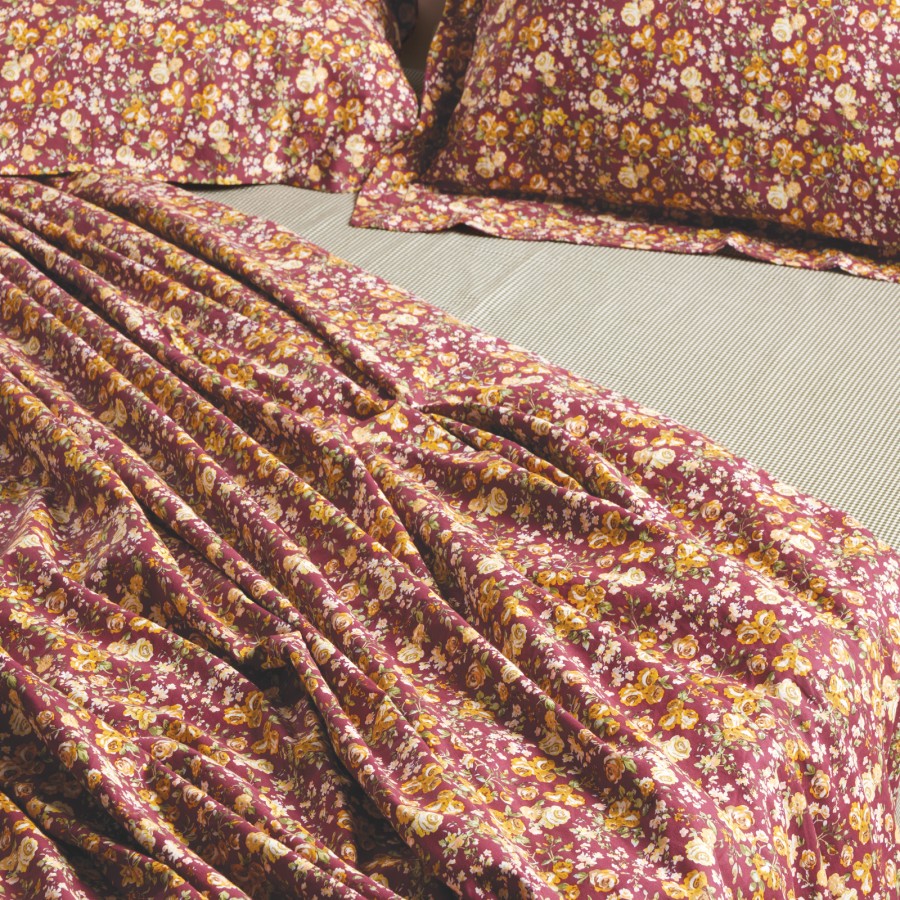 9683 Σετ Σεντόνια Υπέρδιπλα Happy  Bordeaux/Green 240X260 Das Home