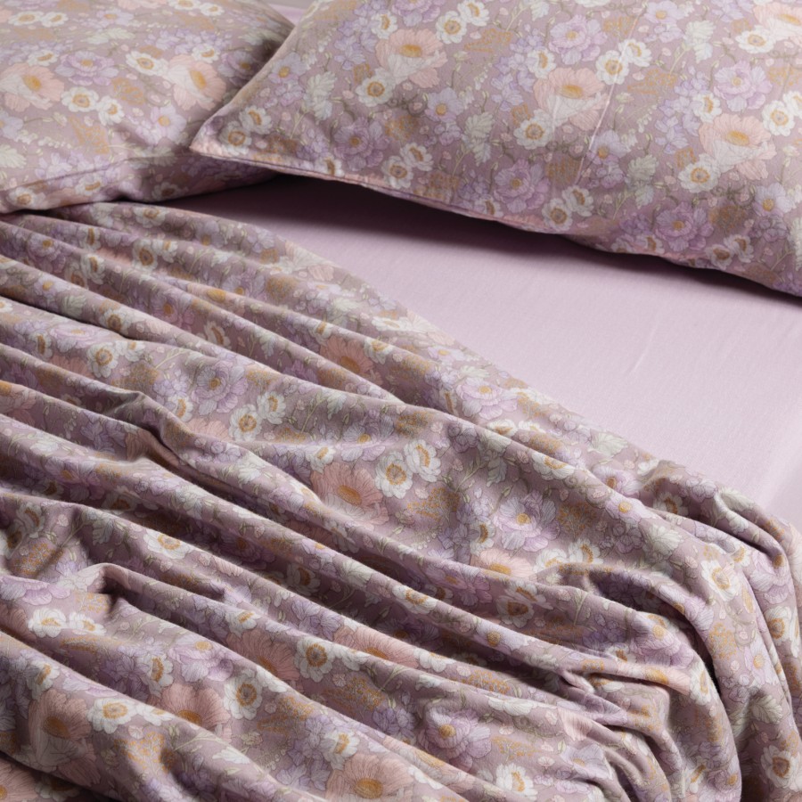 9682 Σετ Σεντόνια Υπέρδιπλα Happy Flannel  Lilac/Grey 230X260 Das Home
