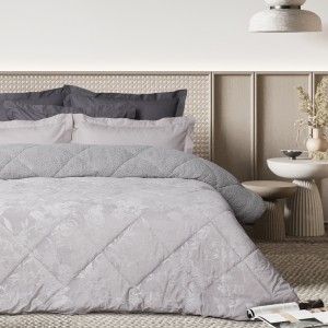 1376 Κουβερτοπάπλωμα Sherpa Υπέρδιπλο  Grey 220X240 Das Home