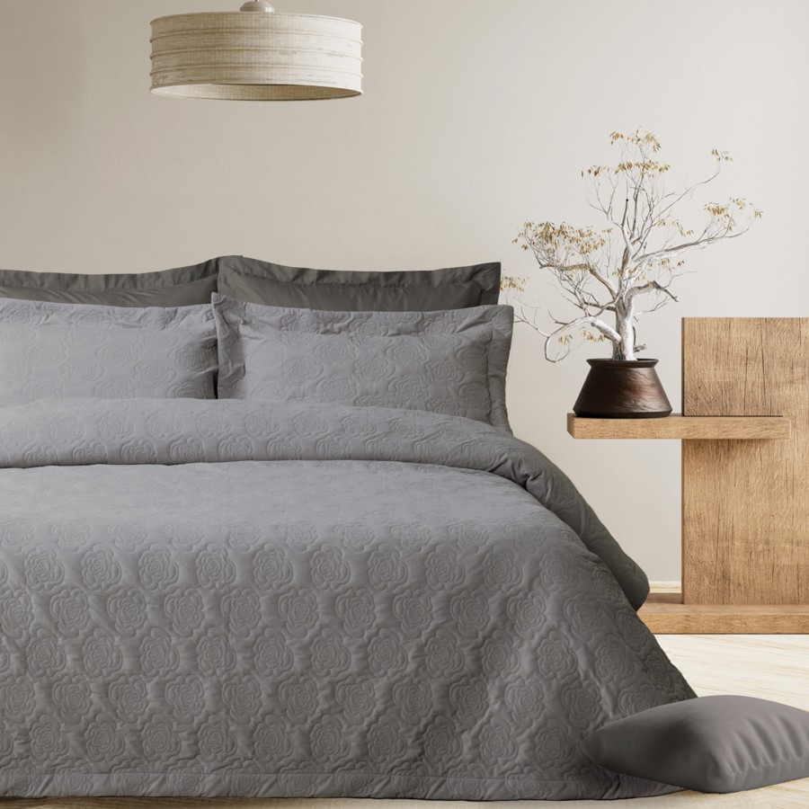 0287 Ζεύγος Μαξιλαροθήκες Happy  Grey 50X70+8 Das Home