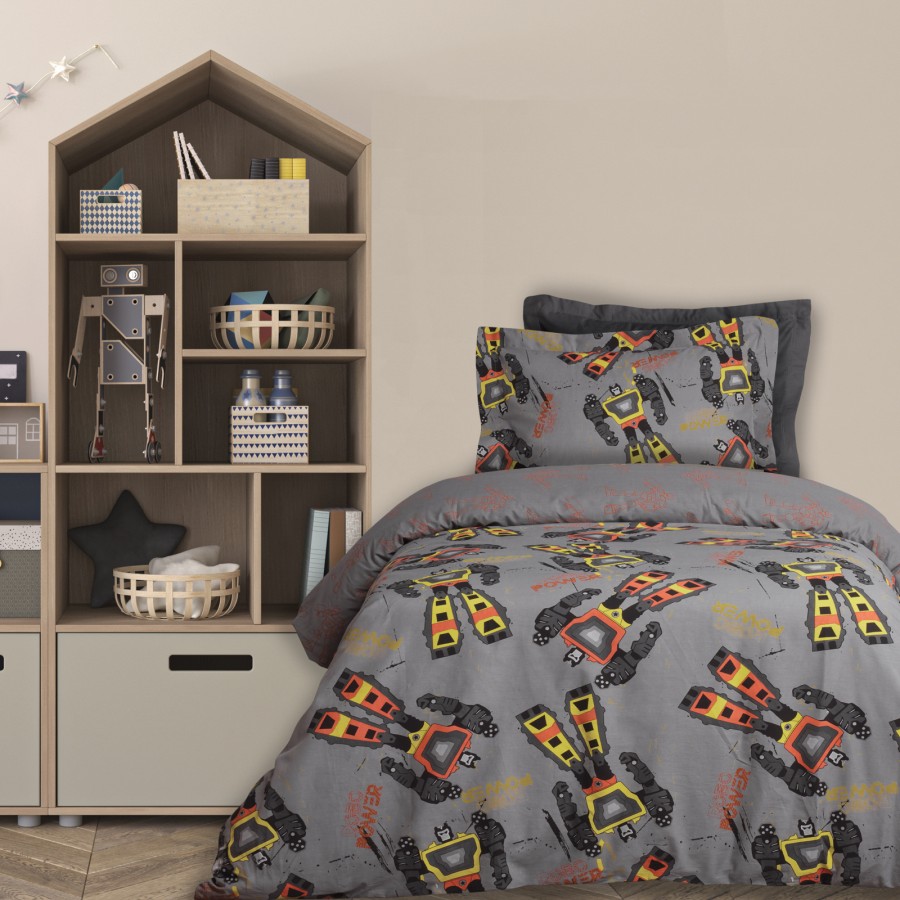 4974 Σετ Σεντόνια Μονά Kid  Grey 170X260 Das Home
