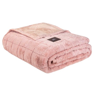 3499 Κουβέρτα Υπέρδιπλη Faux Fur-Flannel  Salmon 220X240 Greenwich Polo Club