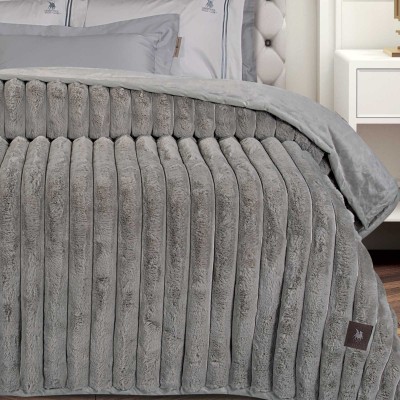 3831 Κουβέρτα Υπέρδιπλη Faux Fur-Flannel  Taupe 220X240 Greenwich Polo Club
