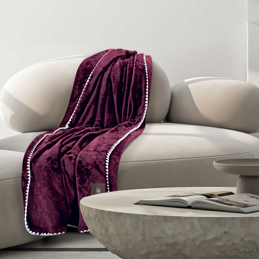 4440 Κουβέρτα Fleece   Bordeaux 130X170 Greenwich Polo Club